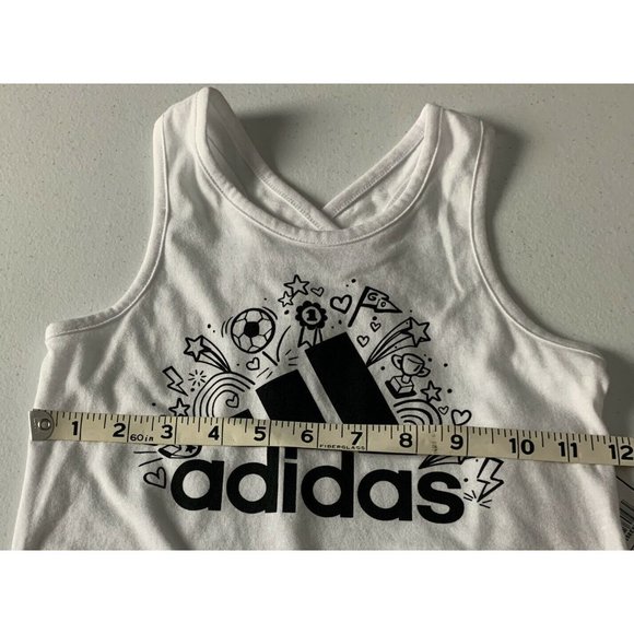 Sport Set 2pcs Adidas Girls Size 5  ADI Cotton Tank and Shorts Set White/Black - Picture 3 of 11